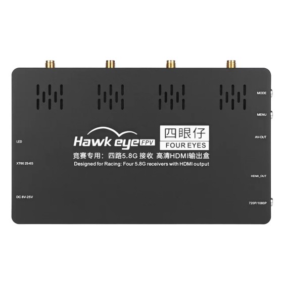 Hot Sales Hawkeye Little Pilot Four Eyes 4-Channel Split Screen Box 5.8G Receive 4-Segment TV Output 5.8G Screen/Phone